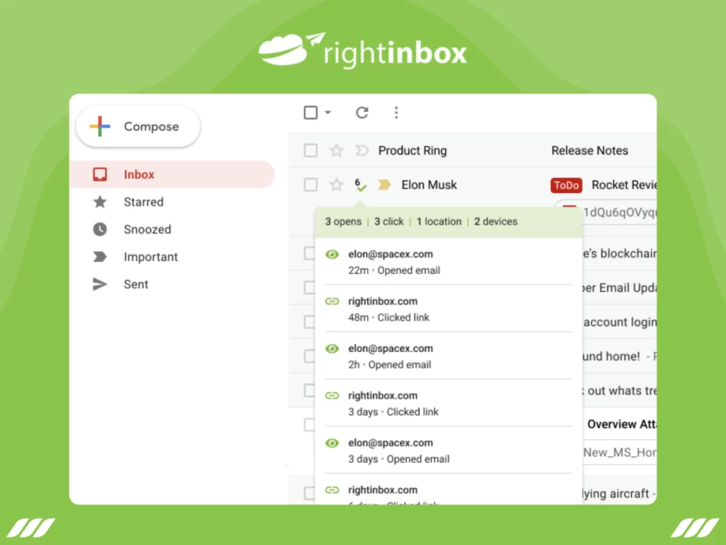 rightinbox email outreach tracking tool