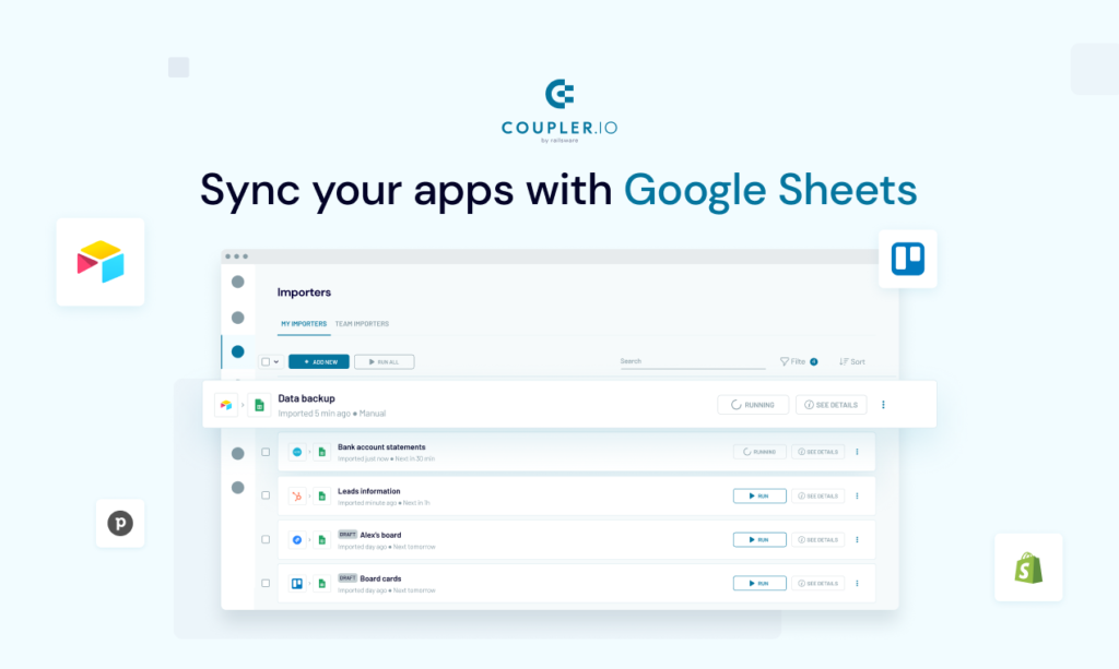 Coupler.io sync your app with Google Sheets