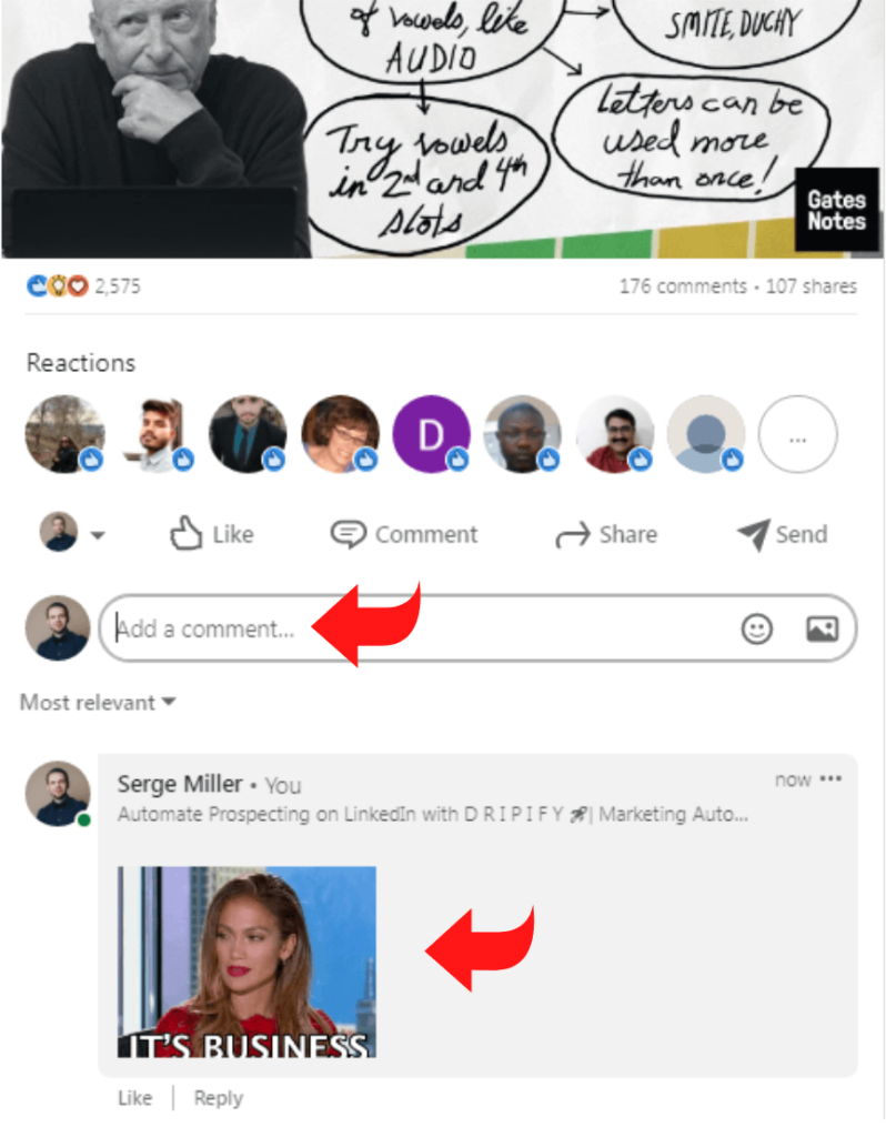 gif comment on linkedin