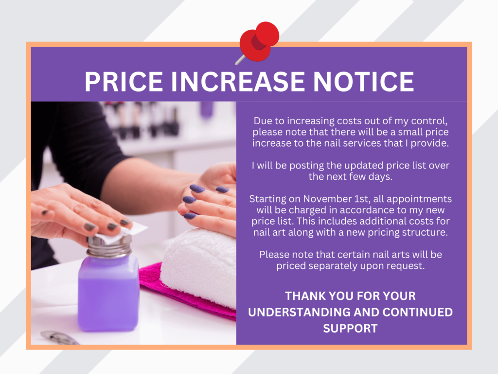 Price Increase Notice For Small Or Medium Business