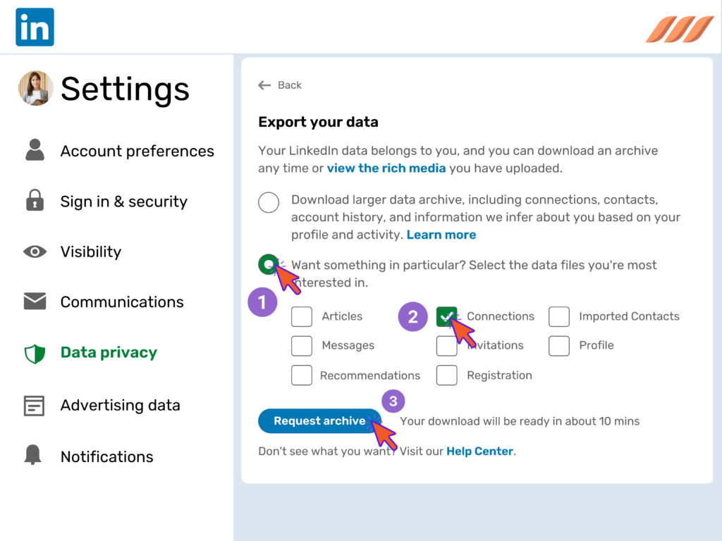 How to Export Your LinkedIn Contacts Step 7