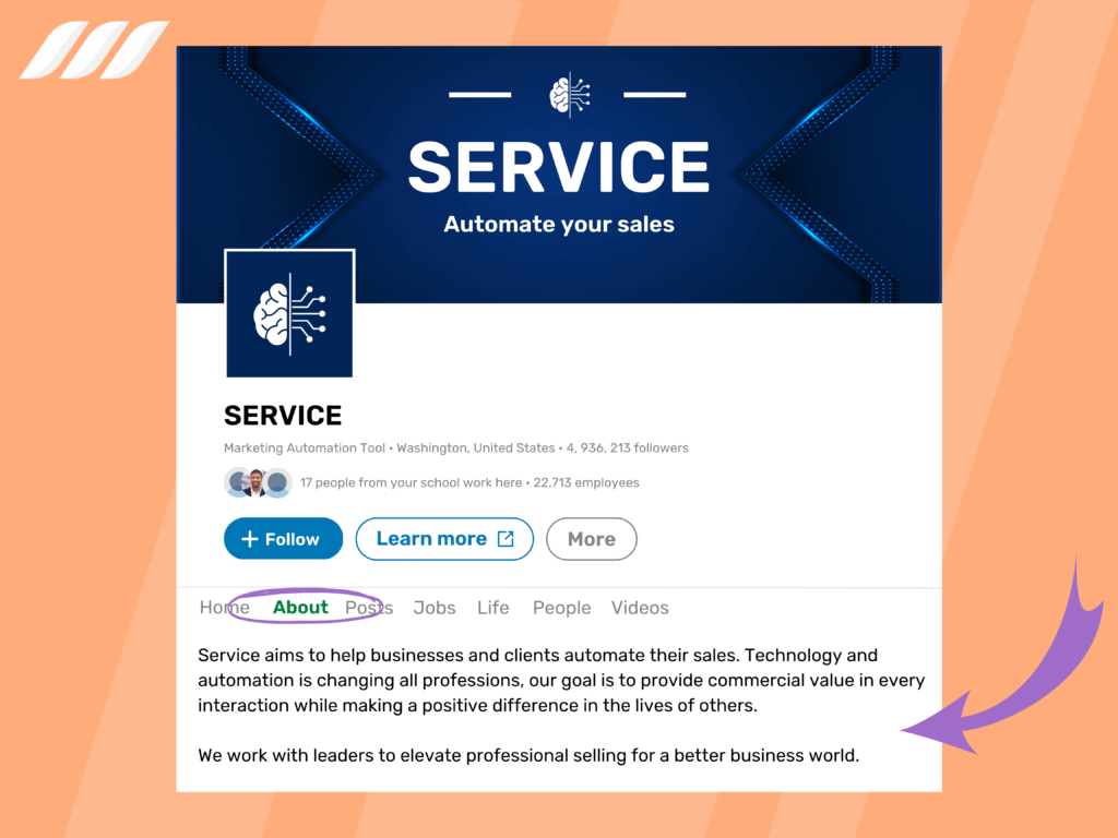LinkedIn marketing strategy: Create a Warm and Relatable About Us