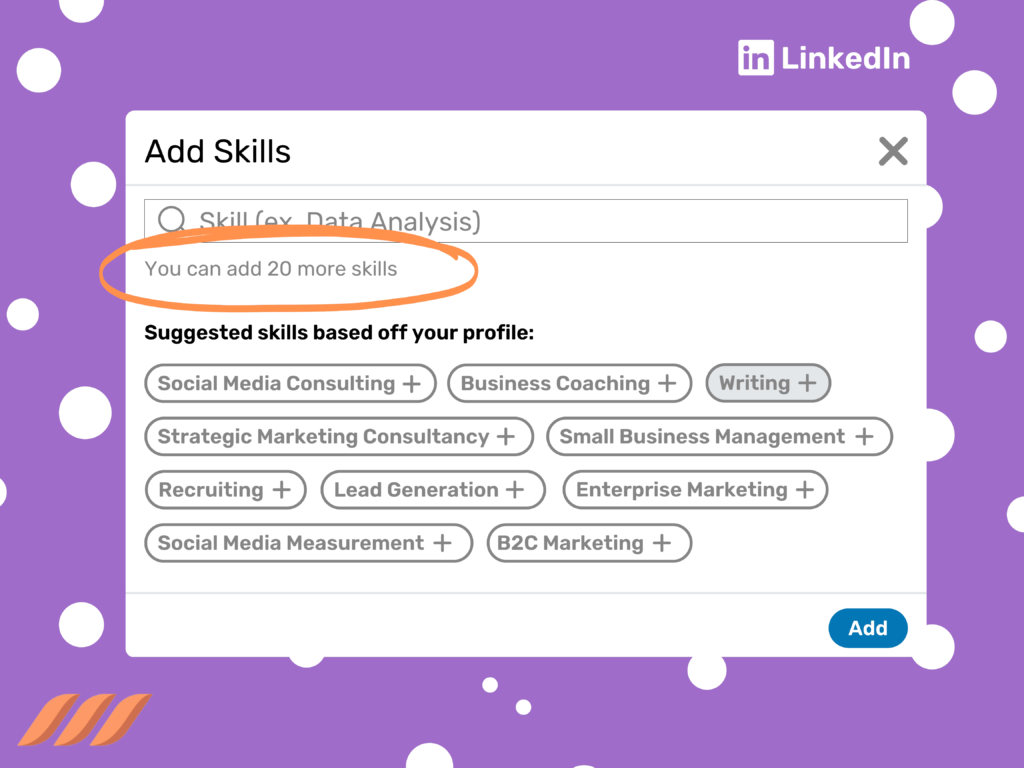 Using LinkedIn for Self Entrepreneur: List Relevant Skills