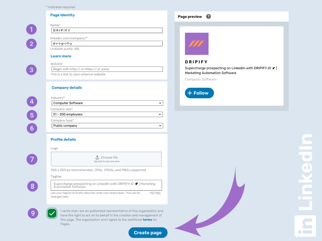 Create a New Account on LinkedIn: Filling Out Company Details