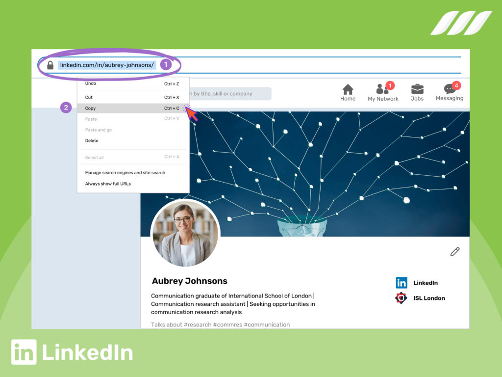 Find Your LinkedIn URL: Copy and Paste the URL Link of My LinkedIn Profile