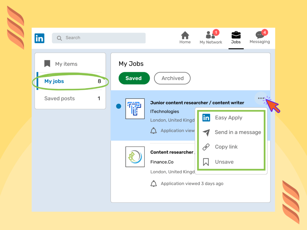 Step-3 Manage Job You Saved on LinkedIn
