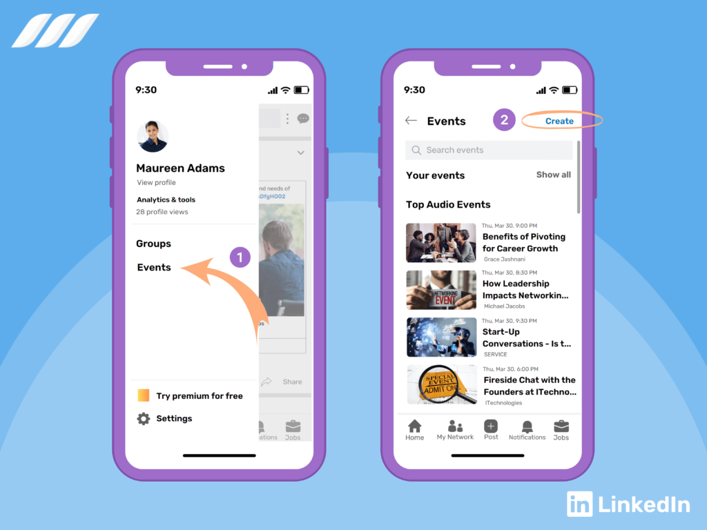 Creating a LinkedIn Event on Mobile
