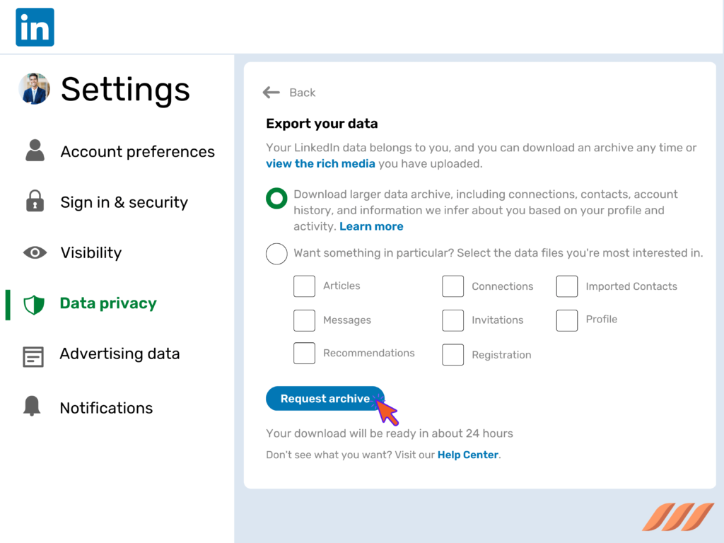 How to Backup LinkedIn Data Before Deleting Your Account step 4