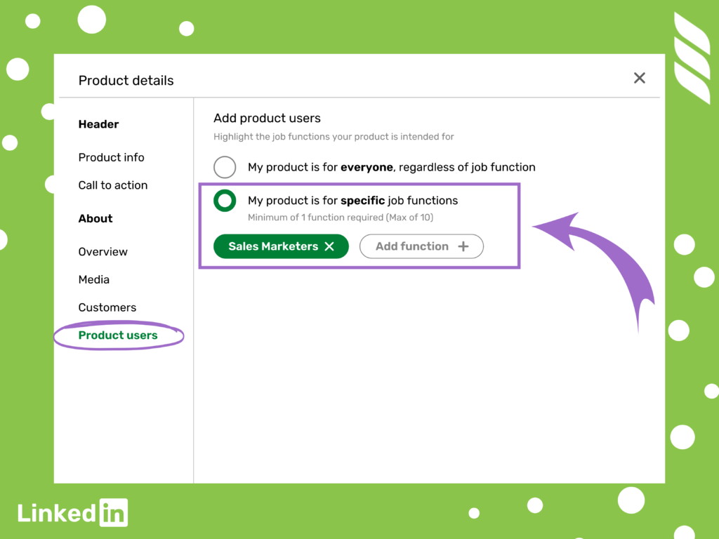 How to Make LinkedIn Product Pages: Suggest the Types of Product Users