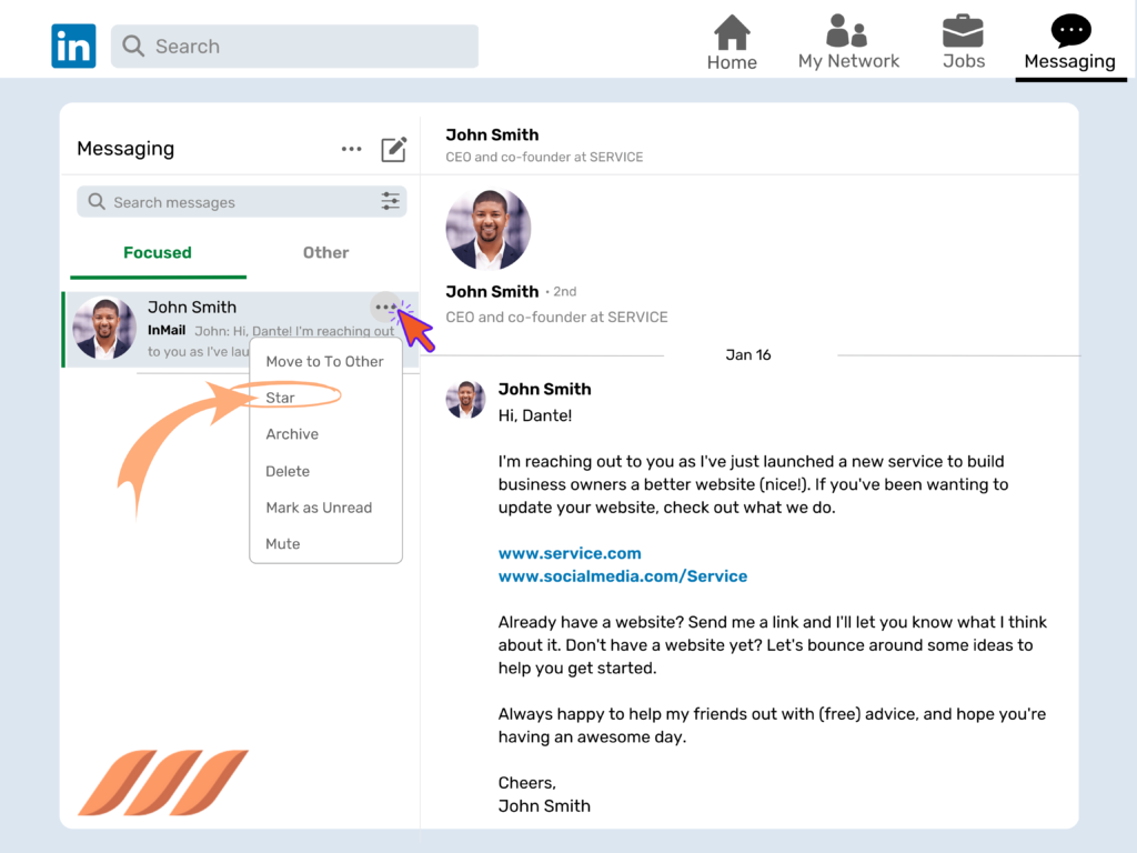 How to Better Manage Your LinkedIn Messages: Use the Star Feature to Flag Important Messages