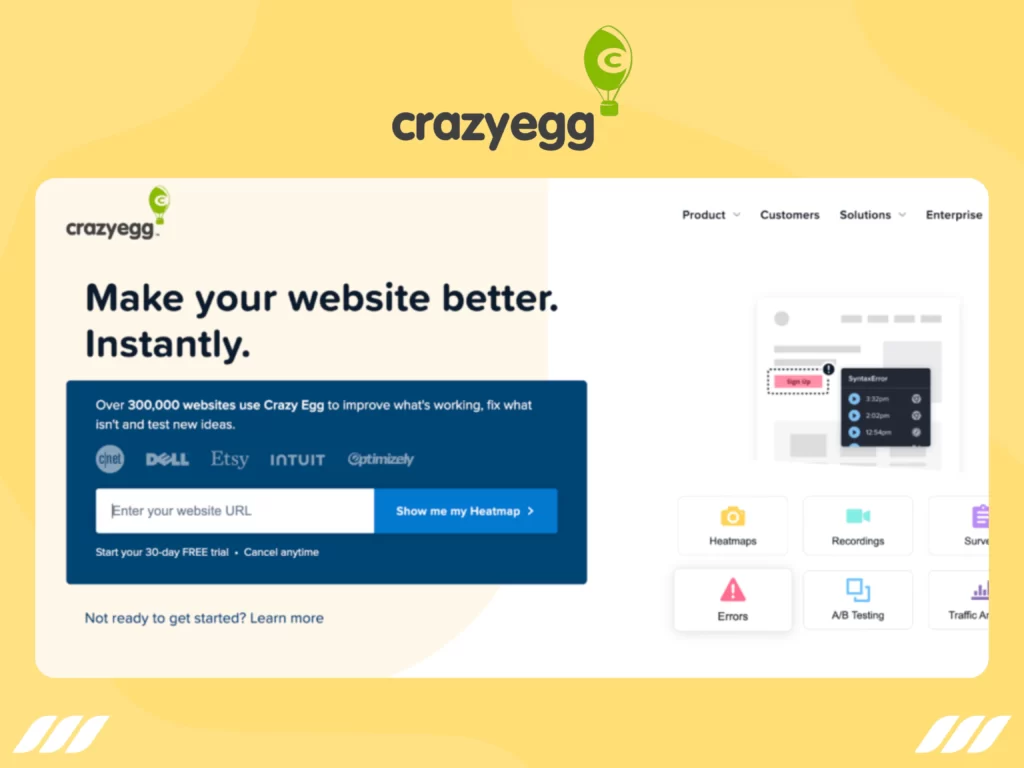 Crazy Egg Landing Page Example
