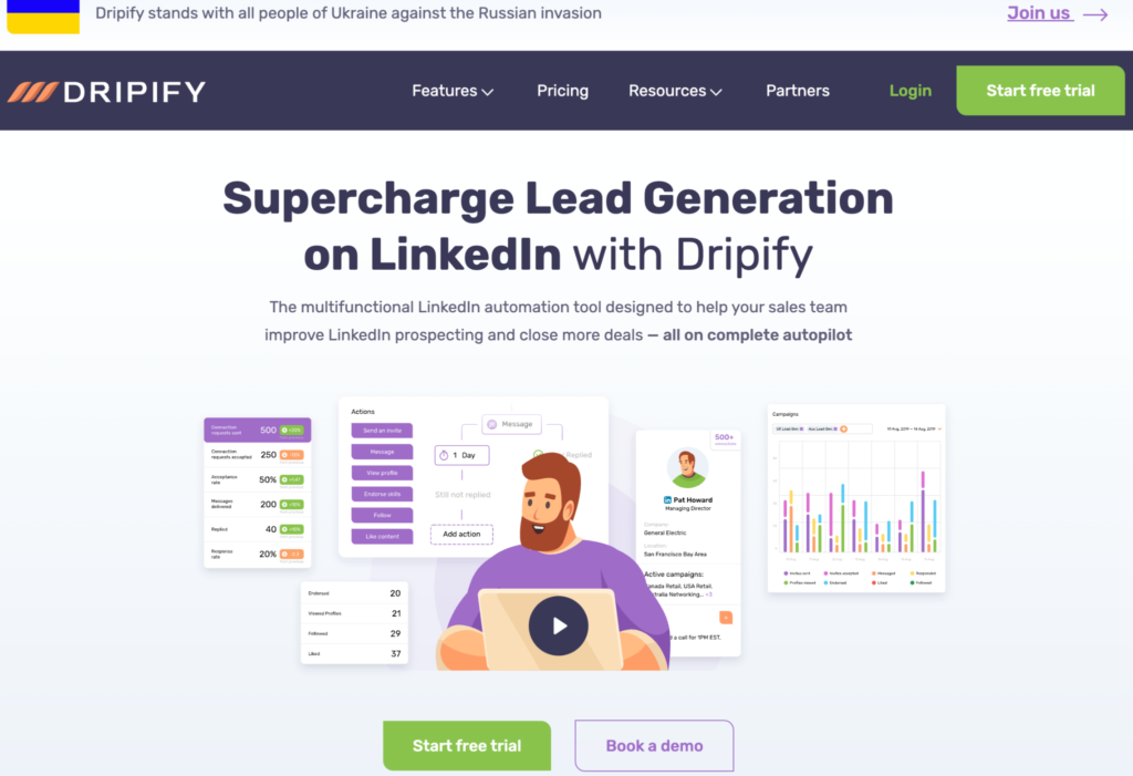 Dripify’s Landing Page