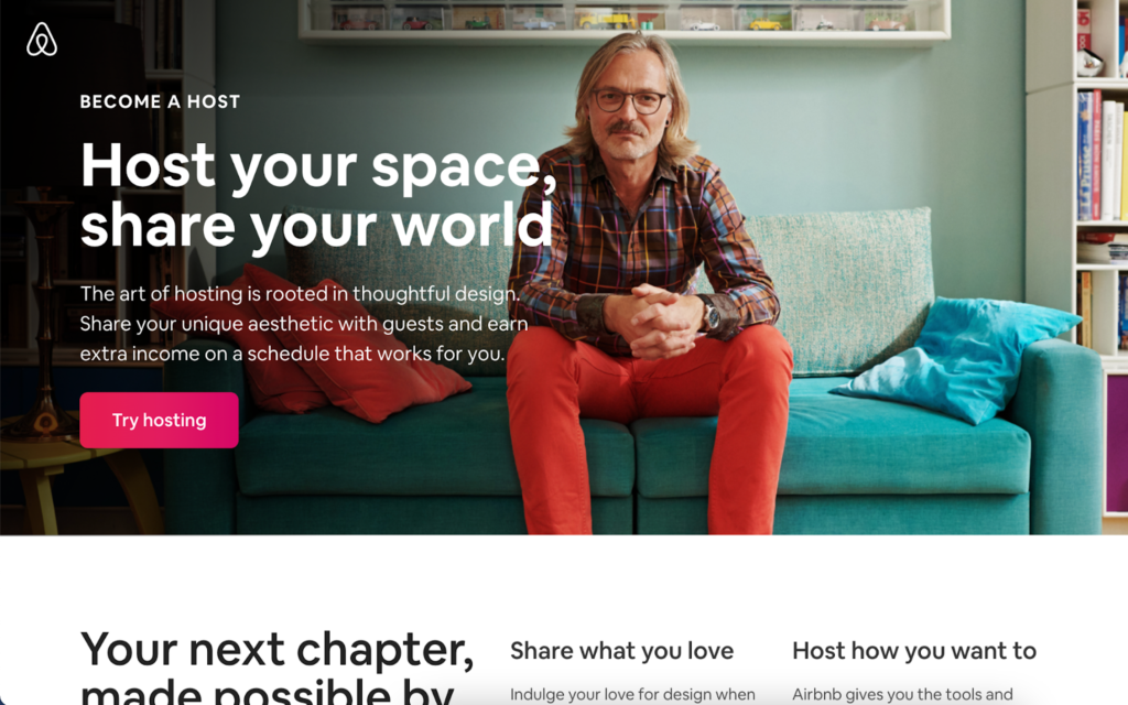 AirBnB’s Landing Page for Hosts