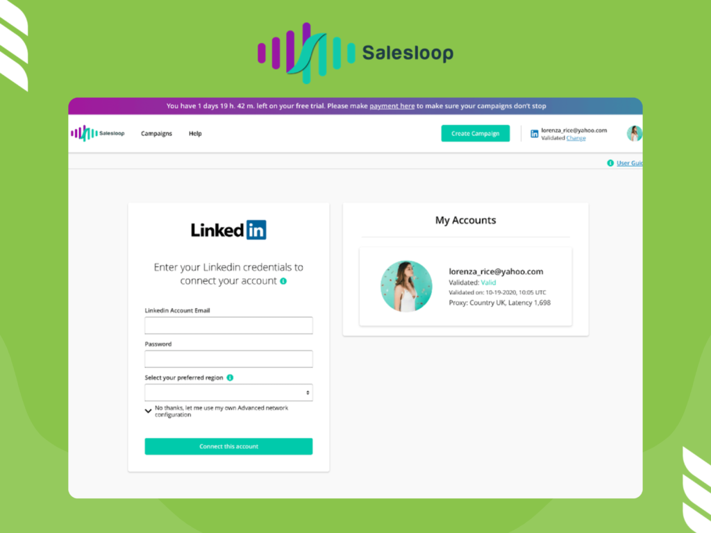 Salesloop LinkedIn Bot Interface