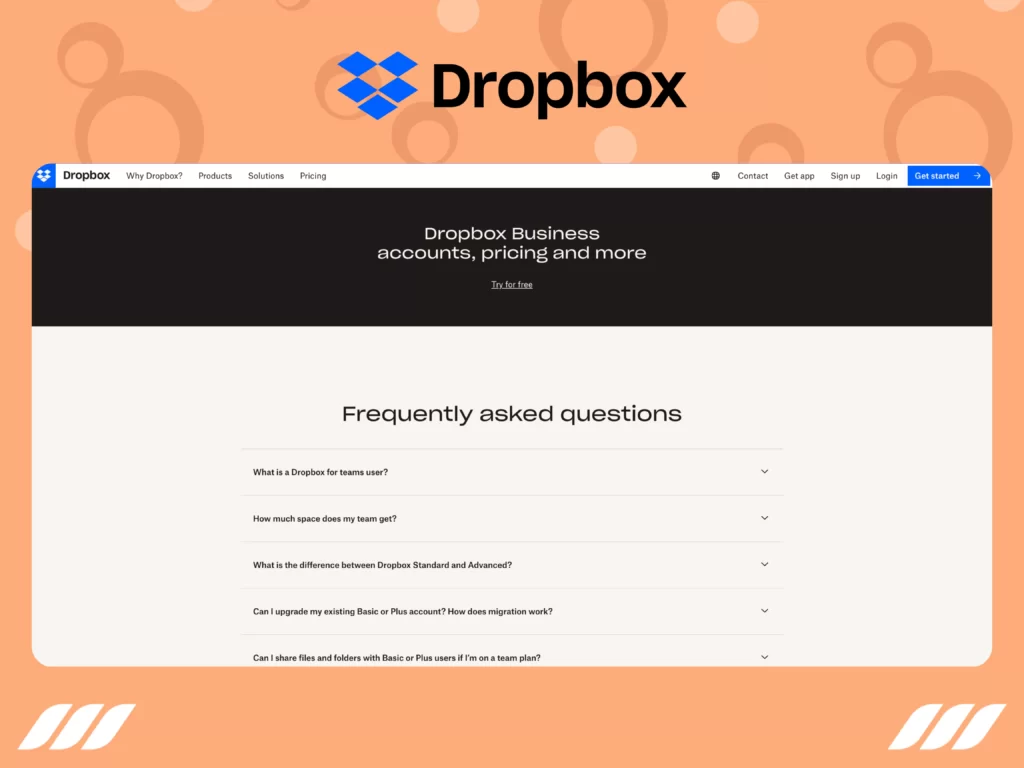 Dropbox FAQ Page