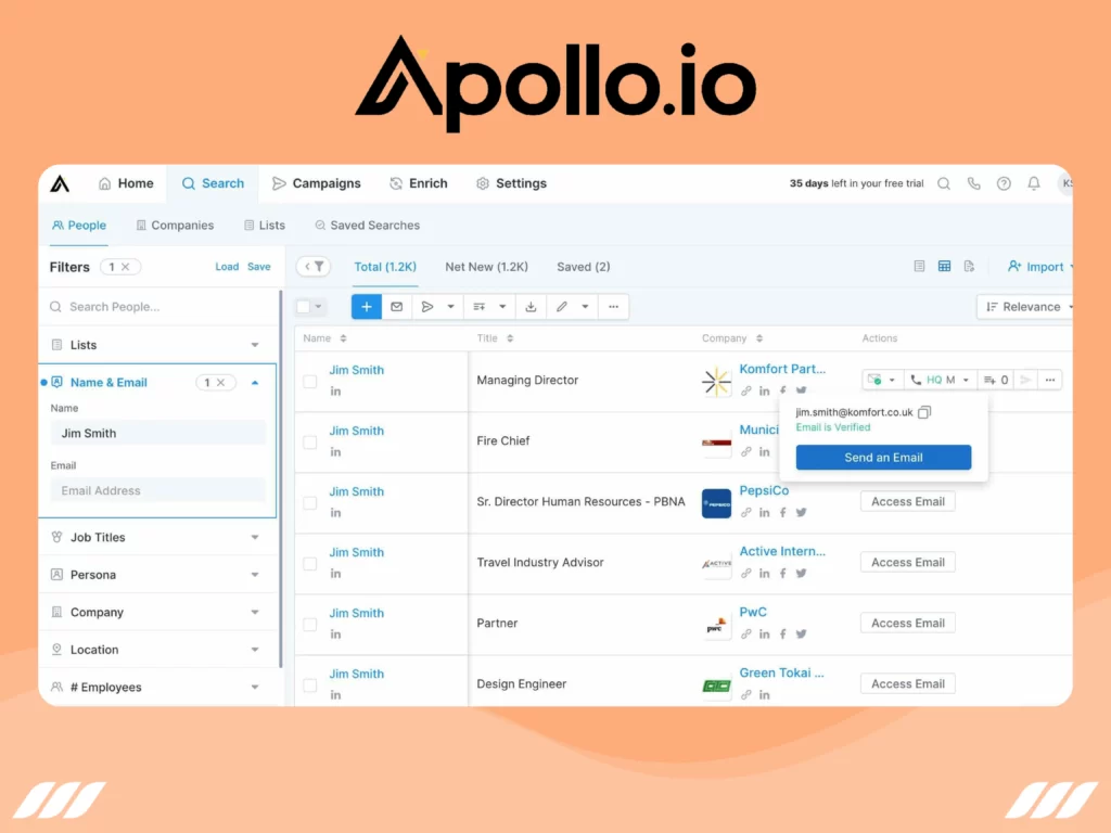 Best Email Finder: Apollo