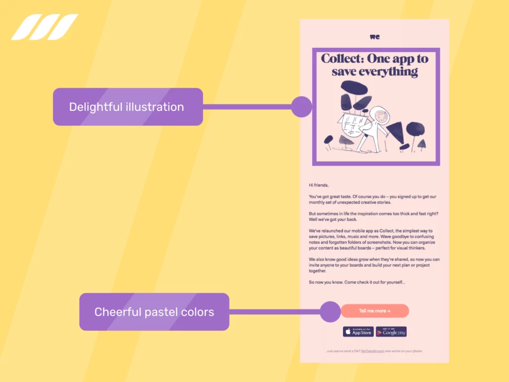Product Launch Emails Examples: WeTransfer