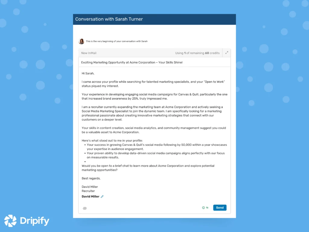 LinkedIn InMail Examples for Recruiters: Open-to-Work Approach