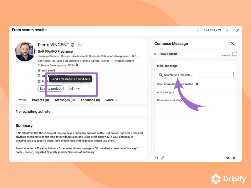 How to Send InMail on LinkedIn Recruiter: Use a template optional