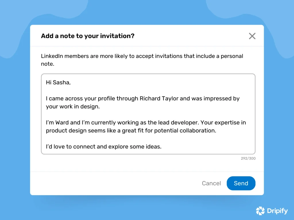 LinkedIn Connection Request Message for Collaboration