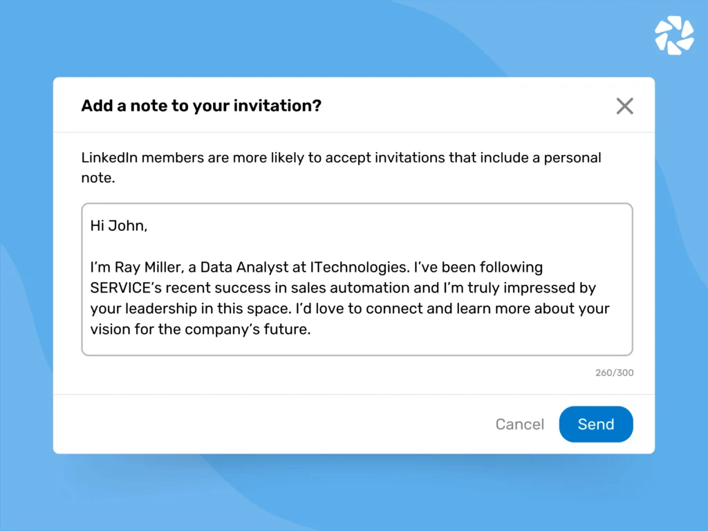 LinkedIn Connection Request Message to CEO